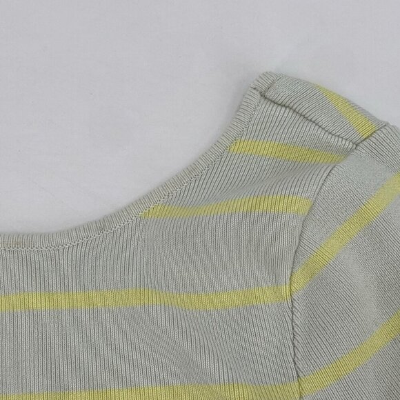 Zara Size Small striped cropped light green & yellow Ribbed Long Sleeve Top - Picture 4 of 9